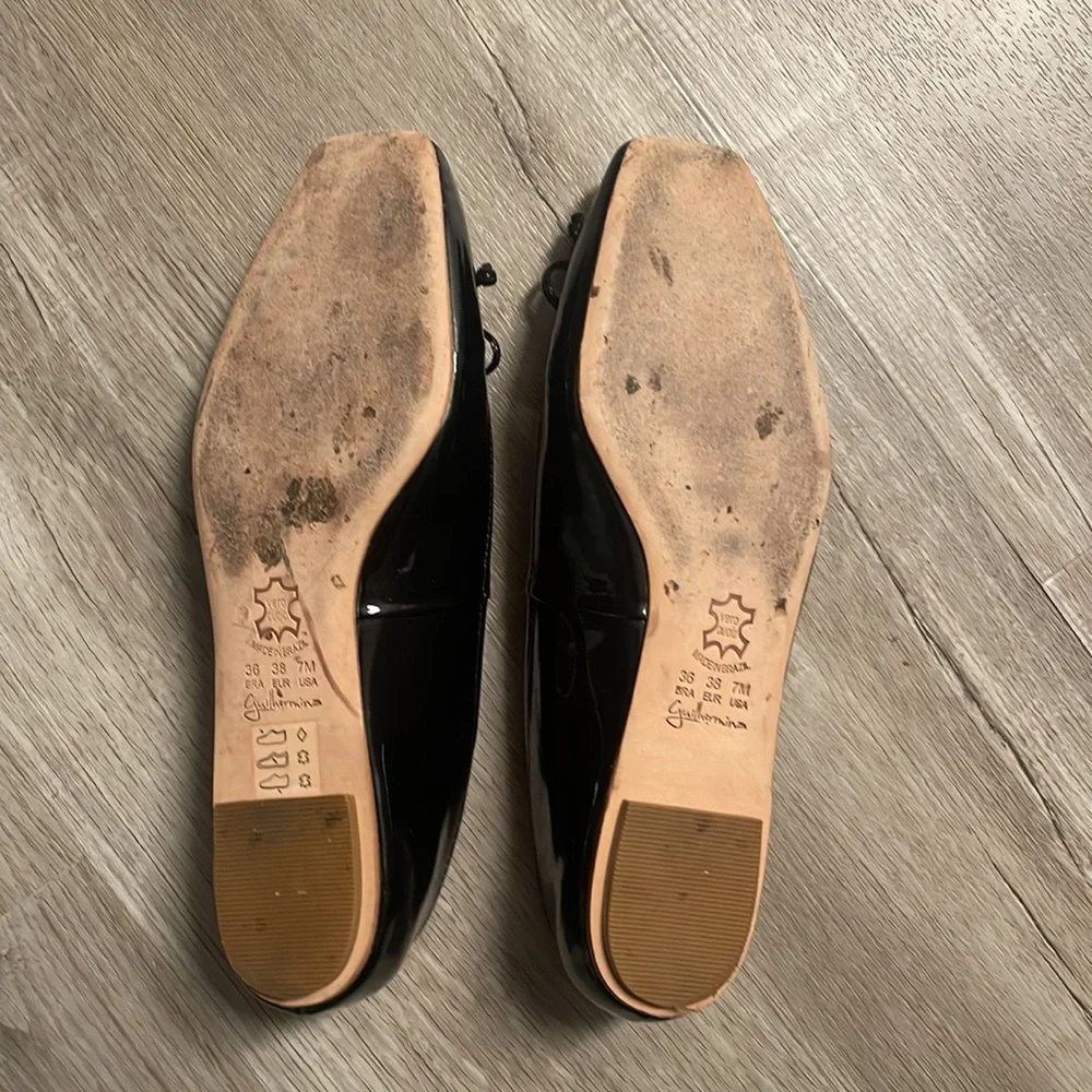 Guilhermina Square-Toe Ballet Flats I’m Black patent leather - Size 7-7.5 US - Picture 3 of 3